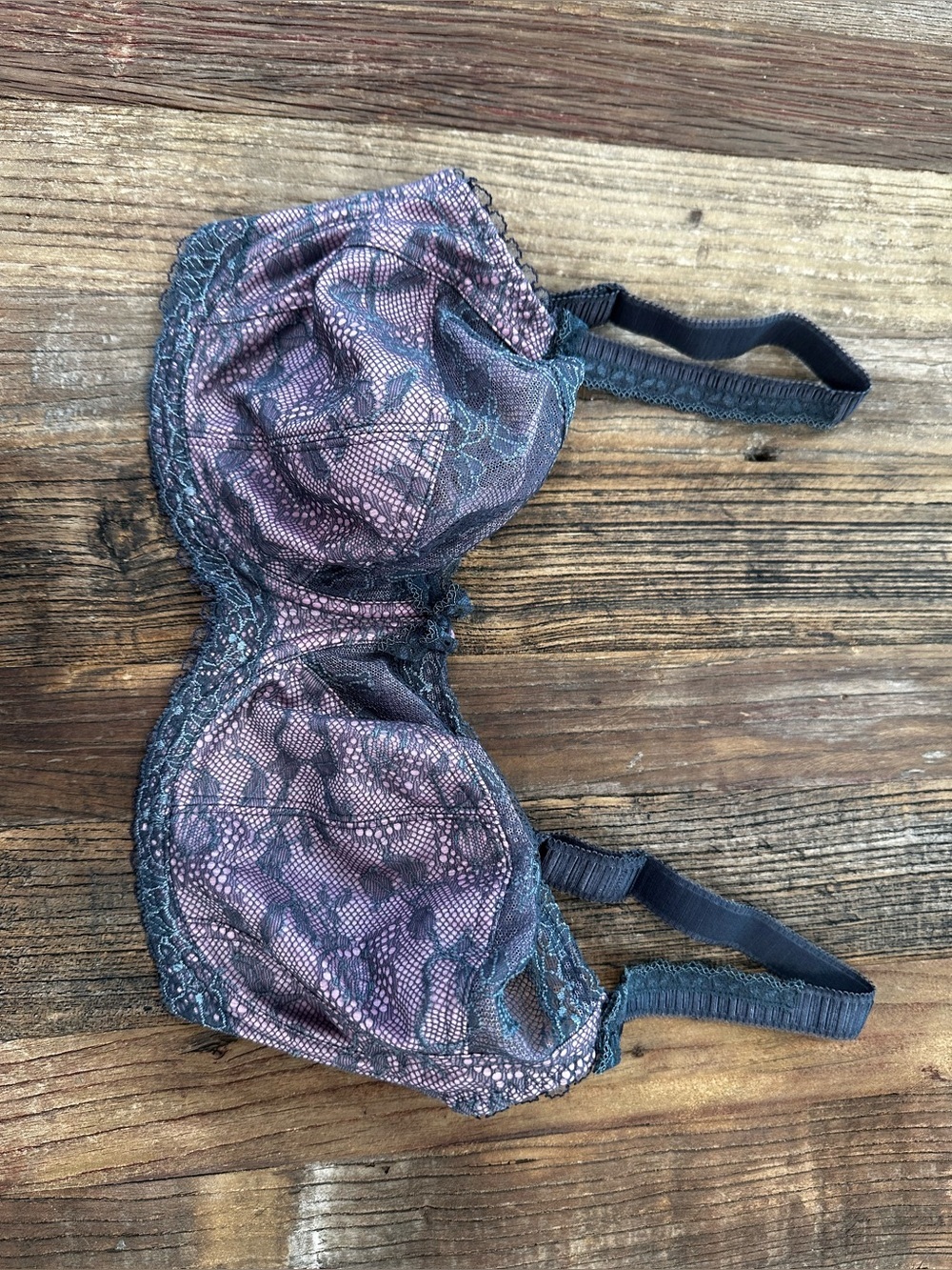 Fantasie Gary pink lavender purple Lace Underwire Bra with Black Trim